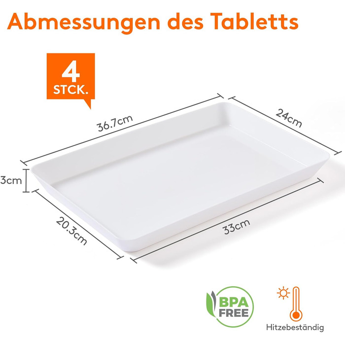 Набір сервірувальних тарілок Lifewit, 4 шт., 36.7 x 24 см, BPA-free, для буфетів, свят, пікніків, сніданків та закусок, білий