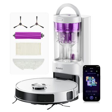 Робот-пилосос EUREKA E20 Plus з автопідняттям мопа та LiDAR-навігацією, 4000Pa, проти шерсті тварин, керування через додаток та голосовий помічник, білий