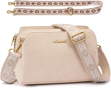 Сумка жіноча LOVEVOOK через плече, бежева: кросбоді, сумка середнього розміру, RFID-захист, 2 ремені 25x15x9 см