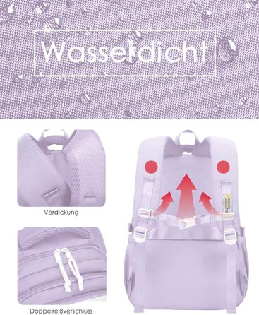 Шкільний рюкзак для підлітків: водонепроникний, великий, підходить для дівчат та хлопців, для школи, подорожей та повсякденного використання (фіолетовий)