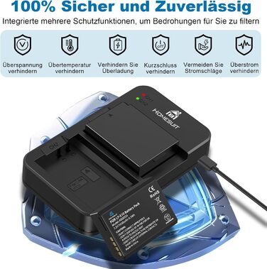 Акумулятор Homesuit LP-E10 1600mAh та LED-зарядний пристрій для Canon EOS 1100D, 1200D, 1300D, 2000D, Rebel T3, T5, T6, T7, Kiss X50, Kiss X70 (2 шт.)