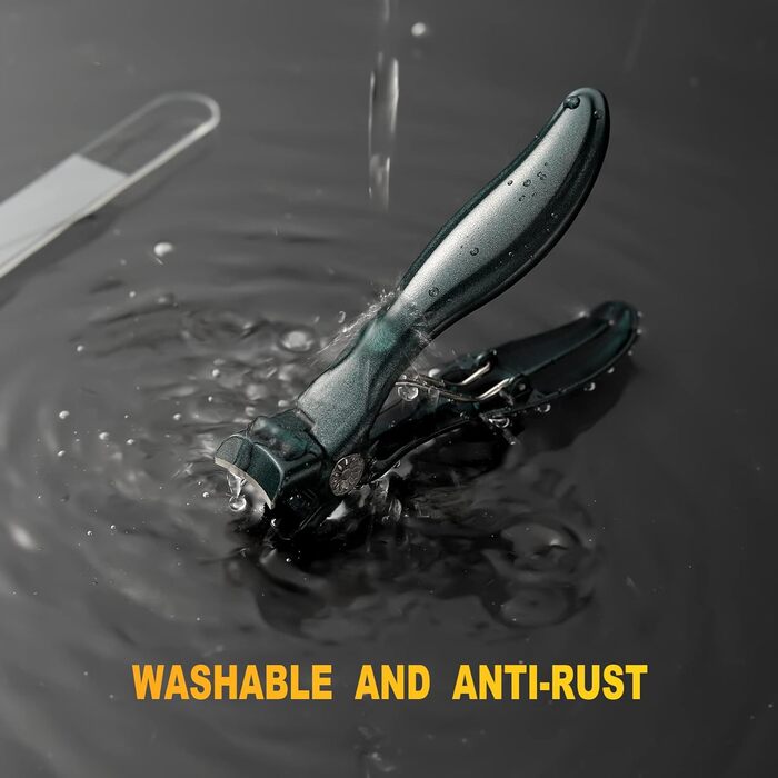 Кусачки для нігтів з лотком для обрізків, для товстих нігтів, 8.6 см, широка щелепа, нержавіюча сталь, кусачки для пальців рук і ніг з пилкою для нігтів (чорні/зелені)