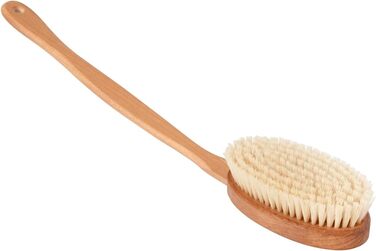 Body brush with handle for sensitive skin, body brush, back brush for seniors, gentle, natural beech wood and soft bristles, Made in Germany