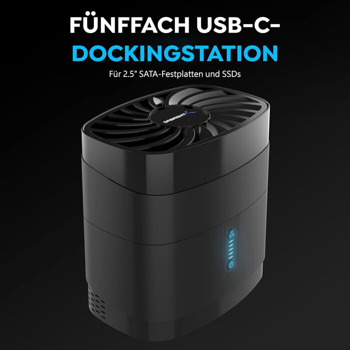 Док-станція Sabrent для жорстких дисків 2.5'/3.5' з USB-C, 5Gbps, 2 слоти SATA SSD/HDD, підтримка клонування дисків
