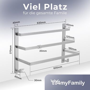Тримач для рушників без свердління для ванної кімнати | Без бактерій | Прихований кріплення | Тримач для рушників з гачками - нержавіюча сталь SUS 304, антикорозійна, полірована