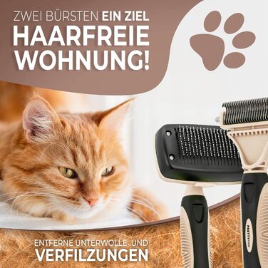 Pretty Paw® Profi Набір для догляду за котами: щітка та аксесуари для грумінгу | Безпечна та гігієнічна | Підходить для короткої та довгої шерсті