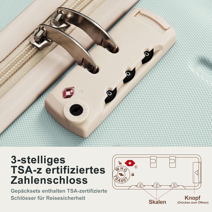 Набір валіз Merax Hartschalen 5-ти частинний: 3 валізи та 2 косметичні сумки, рожево-бежевий та хакі, з колесами