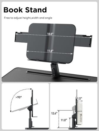 SAIJI Стіл для ноутбука [Преміум XXL Extra Groß] з регульованим підсвіткою, багатофункціональний стіл для ліжка Преміум-класу, складний стіл для ноутбука з ящиком (Темно-чорний)