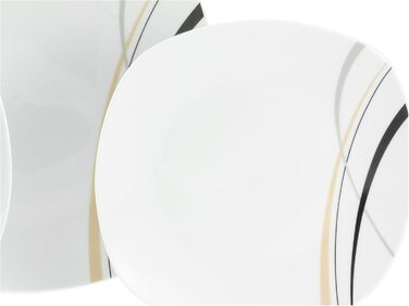 CreaTable Серія Square City Line: 12-частинний порцеляновий посуд для 6 осіб, Tafelservice, безпечний для миття в посудомийній машині та мікрохвильовій печі