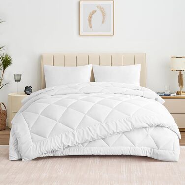 Ковдра Aisbo 155x220 см, 4 сезони – комплект: літня легка (150 г/м²) та всесезонна (300 г/м²), стьобана, з кнопками, 2-в-1, для літа й зими