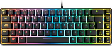 KROM Kabala – Бездротовий ігровий набір з мембранної клавіатури RGB Rainbow, 6 антиблінгуючих клавіш, оптична миша 800-4800 DPI, іспанська розкладка, сумісний з ПК – Чорний (Kalista Spanish)