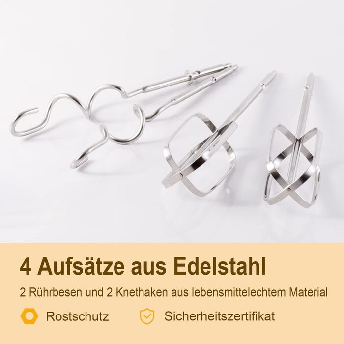 Ручний міксер Sonifer 400W з нержавіючої сталі, 5 швидкостей, Turbo-режим, тихий мотор, з набором аксесуарів (2 вінчики, 2 гаки, підставка), червоний