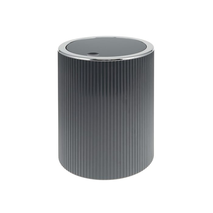 Bremermann Cosmetics Container GAVELLO with Swing Lid // Bath Bucket with Grooved Decoration, Plastic 5.5 Liters (Grey)