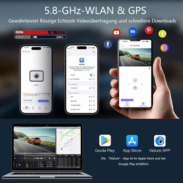 Автомобільний відеореєстратор 4K+2.5K з GPS та 5.8 GHz Wi-Fi, двоканальна камера з IPS-екраном 3.16