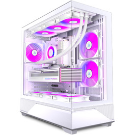 Ігровий корпус для ПК ANSAITE ATX Mid-Tower, 6 ARGB PWM вентиляторів, панорамне загартоване скло, USB Type-C, підтримка радіатора 360мм, Чорний