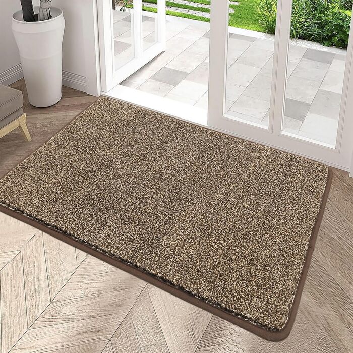Привратний килимок Pauwer протиковзний та зносостійкий, мийний килим для вхідних дверей, тераси та саду (60 x 90 см, Коричневий)