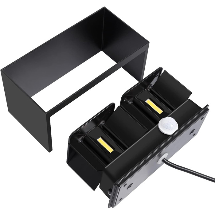 LED-водостійка настінна лампа Kingwen 20W (4 шт.) - тепле світло 3000K, IP65, регульований кут світла, чорний колір