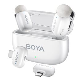 BOYA Mini 2: Бездротовий петличний мікрофон для iPhone 15/16/17 та Android (USB-C), 48kHz/24Bit, для Vlogging та TikTok, білий