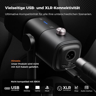 Динамічний мікрофон NearStream USB/XLR для PC Gaming, Streaming, Podcast. З регулюванням гучності, LED кнопкою Mute та кріпленням. Сумісний з MAC, PS4, PS5, Mixer (AM10X)