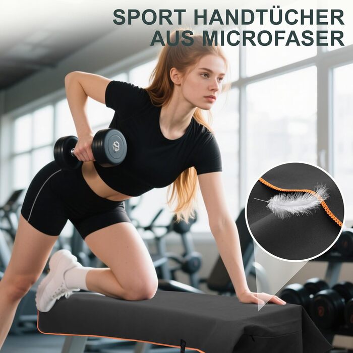 Набір спортивних рушників 2 шт. 120x50 см з кишенею на блискавці, мікрофібра, для фітнесу, тренувань, кемпінгу, подорожей (темно-сірий-жовтий)