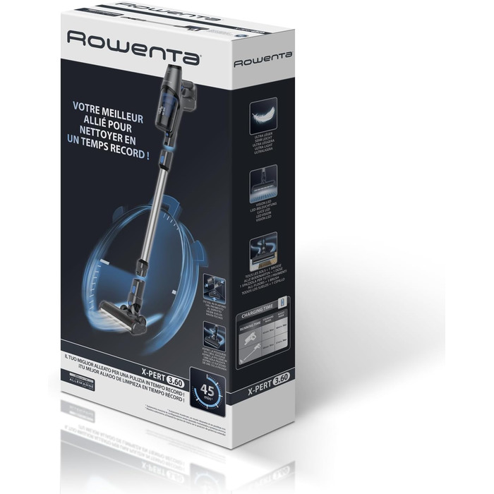 Пилсос Rowenta X-Pert 3.60 бездротовий акумуляторний вертикальний, сірий-блакитний, RH6921