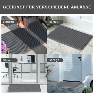 Килимок для порогу Fowooyeen з силікону, 43 x 76 см, сірий. Не слизький, миючий, для дому та вулиці.
