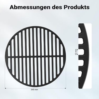 Чавунний гриль-решітка Gusseisen, Ø 45 см, для вугільних та круглих грилів, 55 x 26.5 x 0.9 см