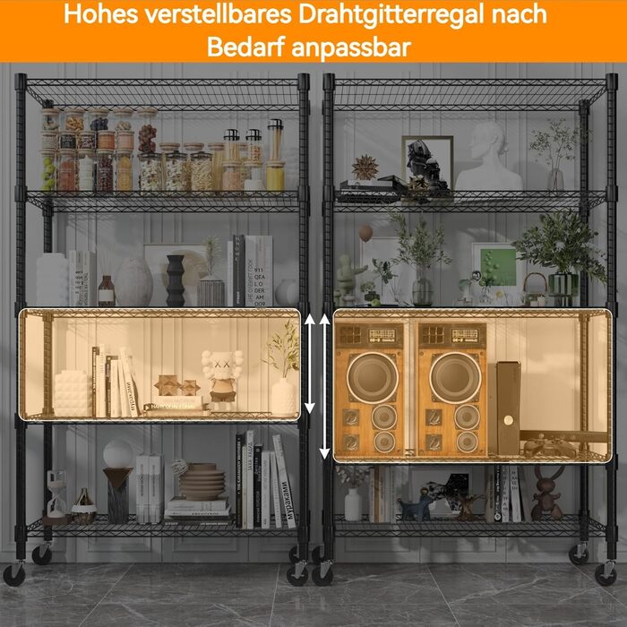Himimi 5-Tier Rolling Wire Shelving Unit