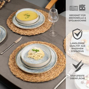 Набір кавових чашок Moritz & Moritz ALHAMBRA, 6 шт., 380 мл, порцеляна, блакитний, 24-х предметний посуд