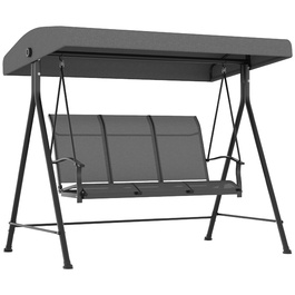 Outsunny Hollywood 3-Seater Garden Swing with Adjustable Canopy, Holds up to 240 kg, Metal and Textilene Fabric, Dark Grey, 195 x 118 x 170 cm
