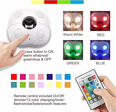 HONWELL LED Outdoor Lights Umbrella Lighting Lamp RF Balcony Light Super Bright Emergency Light Camping Tent Lamp Dimmable 12 Colors Battery Operated Wireless Light (White) for Camping Garden Beach