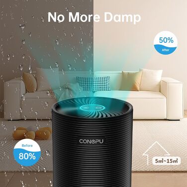 CONOPU Electric Dehumidifier, Energy-Saving Room Dehumidifier, Automatic Shut-Off, Dehumidifier Basement Small, Ultra-Quiet Closet, Bathroom, Bedroom, Office, Black, 21.3*12.8*12.8cm