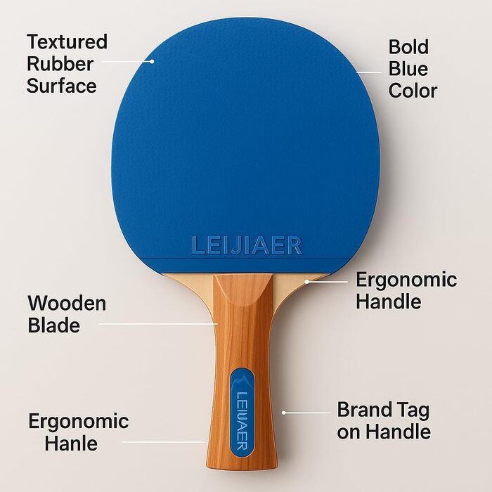 Набір для настільного тенісу Leijiaer: 4 преміум ракетки (2 сині, 2 рожеві), 8 м'ячів та сумка - професійні ракетки для гри в приміщенні та на вулиці, підійдуть дітям та дорослим