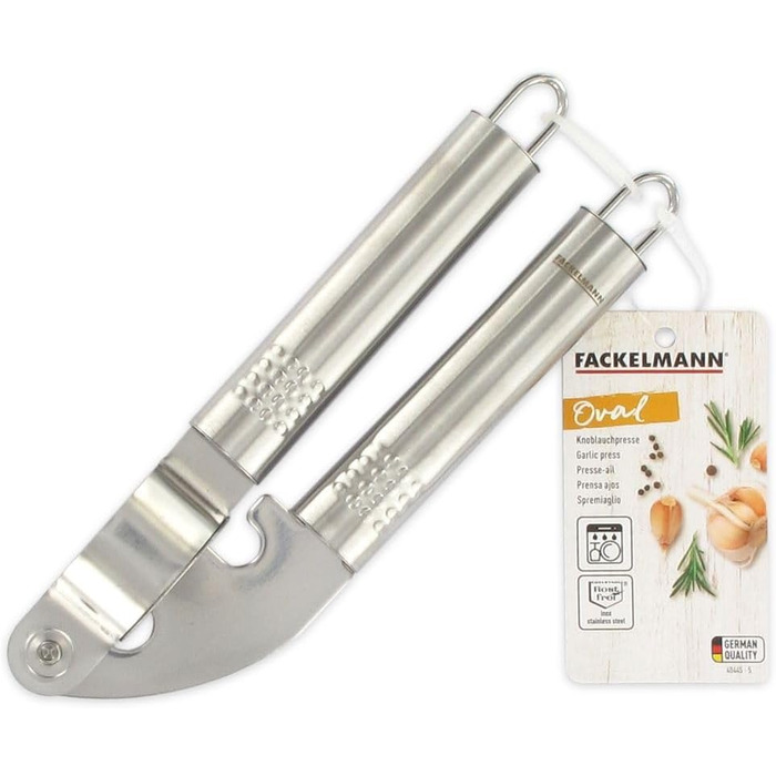 Пресс для часнику Fackelmann OVALGRIFF з нержавіючої сталі, ергономічна ручка, сріблястий, 1 шт.