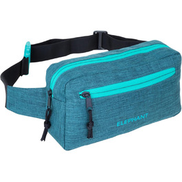 Сумка на пояс для чоловіків та жінок. Велика сумка через плече/на груди, спортивна, для подорожей. Елемент декору - слон. Кольори: зелено-бірюзовий, petrol. Модель 13027