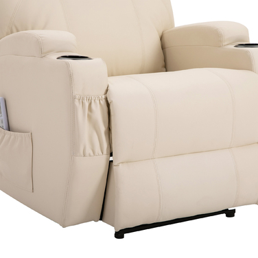 HOMCOM Electric Recliner Chair, TV Chair, Massage Chair, Massage Function, Reclining Function, Faux Leather, Beige, 82 x 97 x 110 cm | Aosom