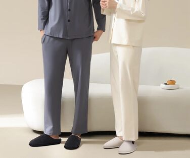 Тапочки чоловічі COFACE з фетру, теплі, зручні, пухнасті, з антиковзною гумовою підошвою, розмір 40-49 (Бежево-білий, 41 EU)