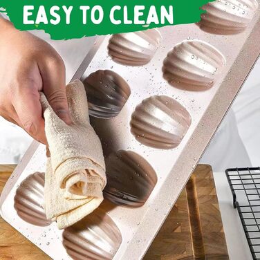 Форма для мадленів (2 шт) з антипригарним покриттям, 12 відділень, 40x24 см, з вуглецевої сталі, для випікання мадленів, кексів, брауні, шоколаду