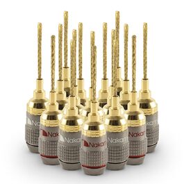 Nakamichi FanLock Excel Serie 24K позолочені бананові штекери 2 мм, 10-18 AWG, 4 мм, для акустичних систем, Hi-Fi аудіокабелів (16 шт - 8 пар)