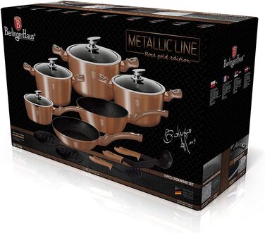 Набір кухонного посуду Berlinger Haus 15 предметів, металік, рожеве золото