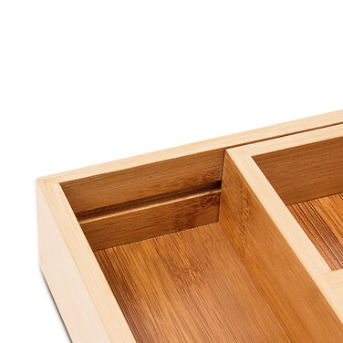Relaxdays Bamboo Cutlery Box with Pull-out Tray