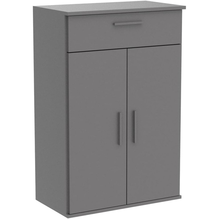 Multi-purpose cabinet 60cm wide with drawers 'The Practical', small office cabinet or filing cabinet, also as a shoe cabinet or storage cabinet in 60x90x34 cm (W/H/D) in White (Height 90CM, Anthracite Black)