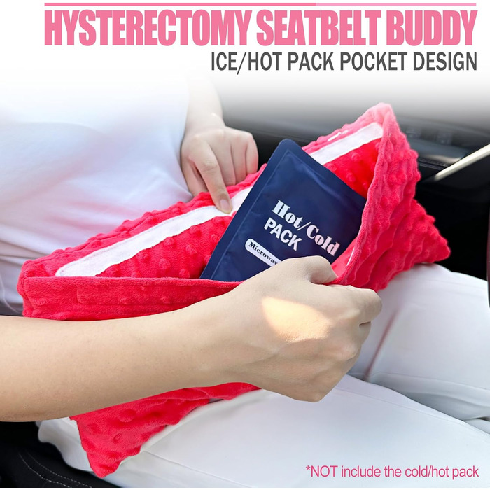 Hysterectomy Lap Belt Pillow, Hysterectomy Recovery, a Must-Have After Surgery, Ice/Heat Pack Abdominal Pillow for Tummy Tuck, C-Section Recovery, Gifts, Minky Dot Red