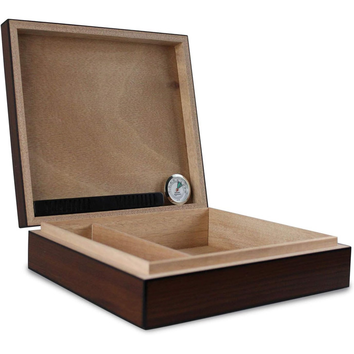 Вологостійкий вологомір Egoist Premium для сигар: дерев'яний Humidor на 5 сигар з системою зволоження та гігрометром (чорний)
