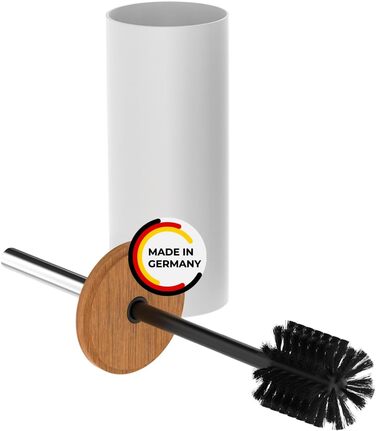 Набір для туалету Rival Life Style з круглою щіткою, ручка з нержавіючої сталі та кришка з масивної бука – ергономічна щітка для унітазу для швидкого та ретельного очищення