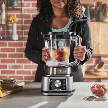 Ninja Foodi Power Nutri Mixer Smoothie Maker 3-in-1, thick spreads & frozen drinks, automatic programs, 2.1L pitcher, 700ml cup & 400ml bowl with Power Paddle, 1200W, Silver CB350EU 3-in-1 Mixer, 1200W