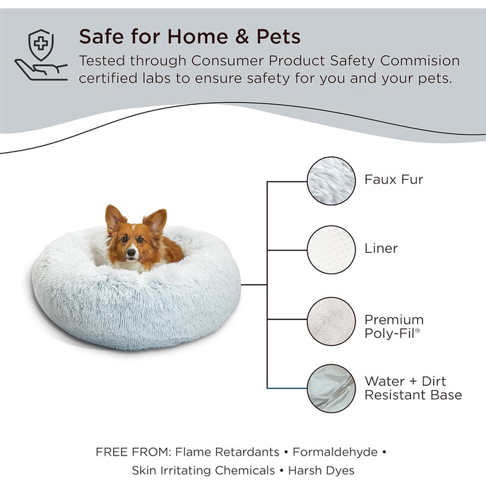 Круглий лежак для тварин Best Friends by Sheri Calming Donut - заспокійливий, машинне прання, сірий, 76x76 см, розмір M