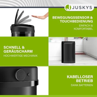 Відро для сміття Juskys з датчиком руху, 60 л, біле - кутовий контейнер з кришкою для сміттєвих пакетів, нержавіюча сталь, безконтактне відкривання