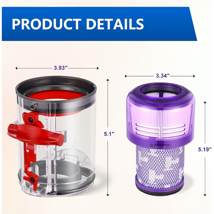 Контейнер для пилу сумісний з Dyson V12 Slim, V12 Detect Slim, V10 Digital Slim, SV18, SV20. Замінна частина для пилососа Dyson, артикул 965272-01