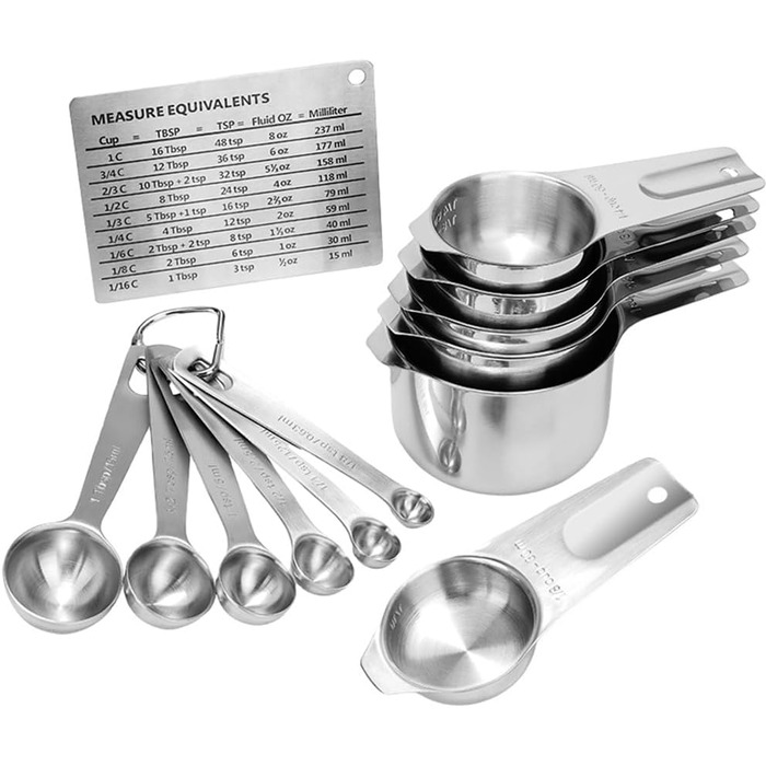 Measuring Cups and Spoons Set, Durable, 304 Premium Stainless Steel, Measuring Cups, Measuring Spoons, Kitchen Gadgets for Cooking, Baking (Large)